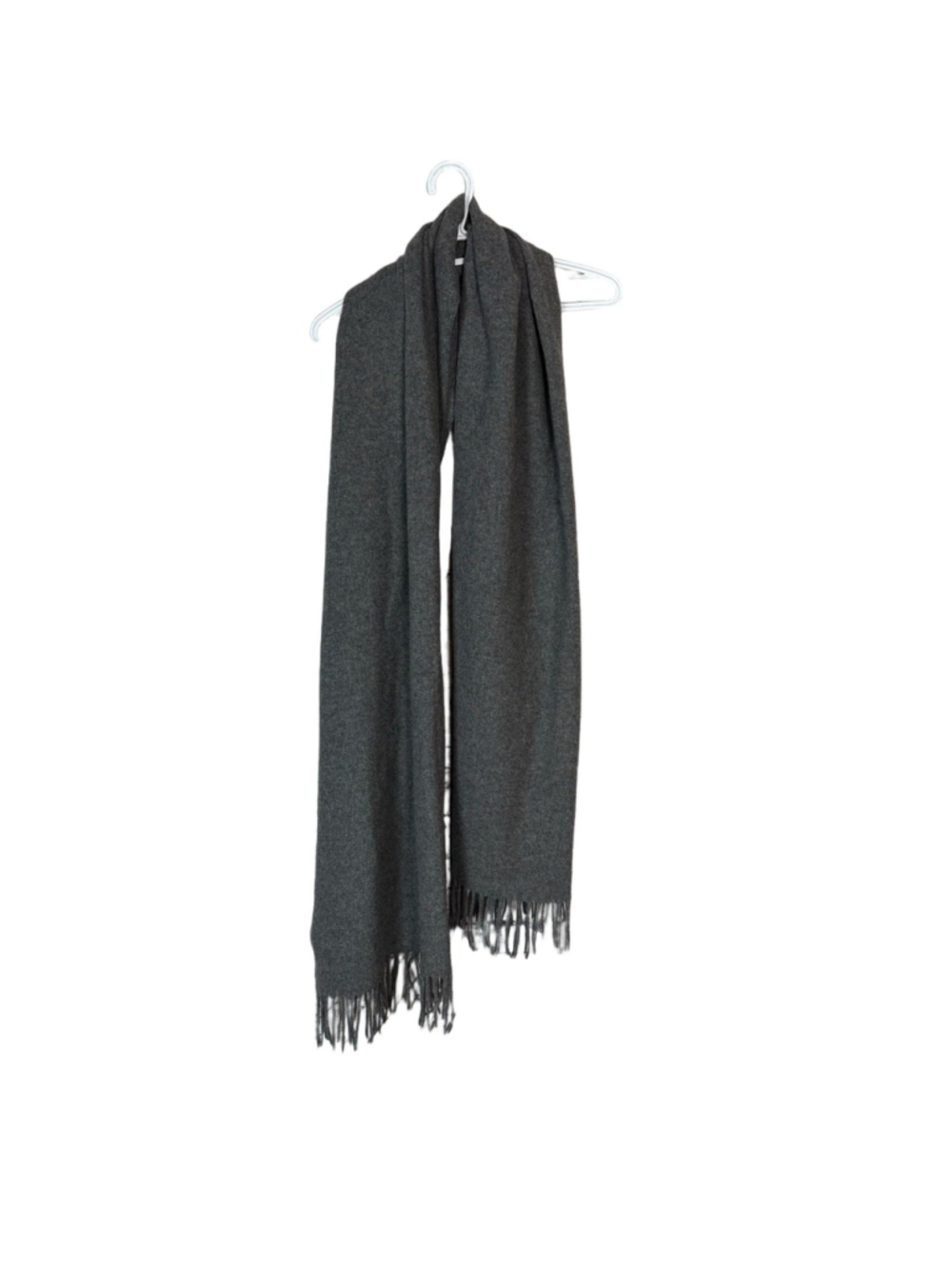 Vintage Holt Renfrew Charcoal Gray Wool Shawl Wrap Blanket Scarf w/ Fringe Italy - Picture 7 of 10